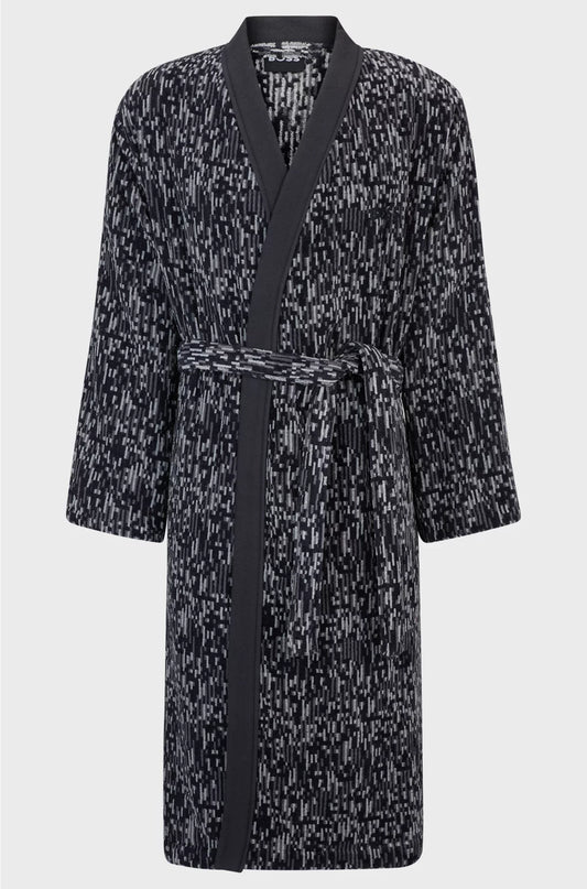COTTON-JACQUARD DRESSING GOWN WITH EMBROIDERED LOGO