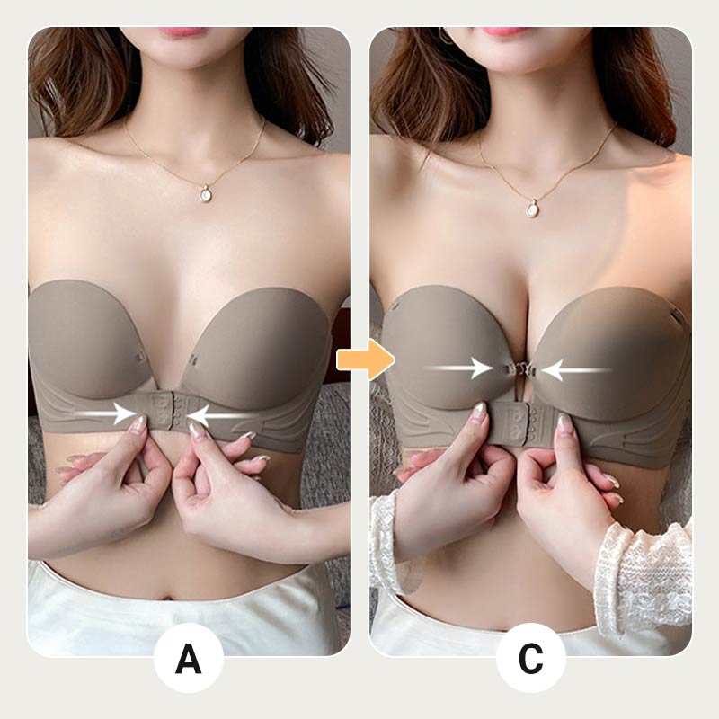 🔥HOT SALE🔥🌟Invisible Strap Front Buckle Push Up Bra🥰