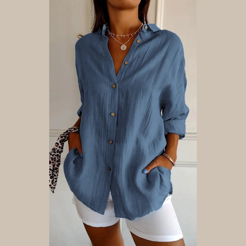 Single lapel classic pleated structure women's shirt