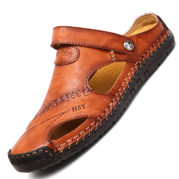 🌴Summer Specials👣Large Size Soft Leather Men's Breathable Outdoor Sandals