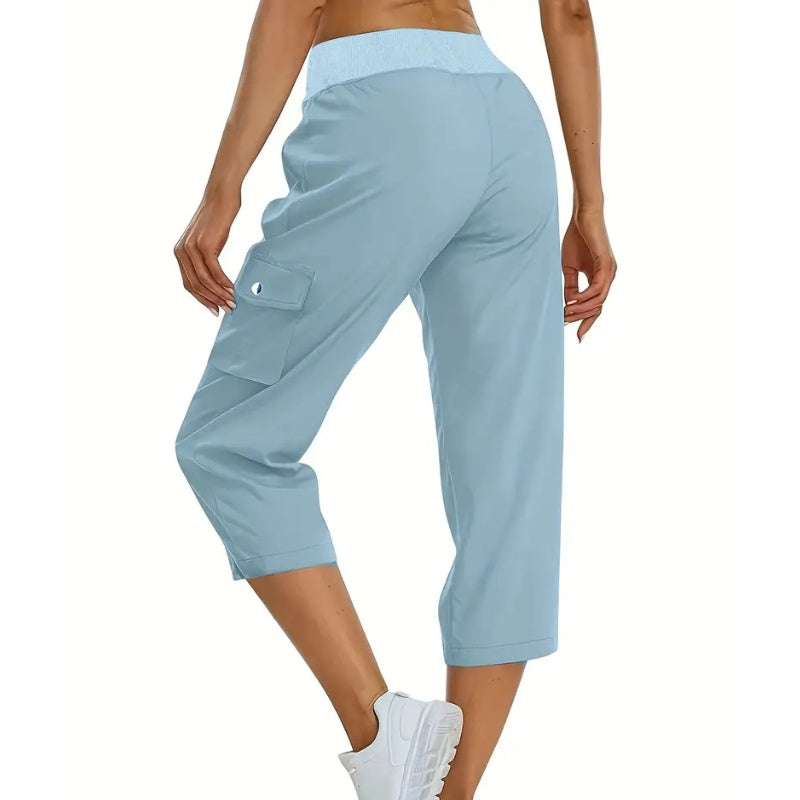💎 57% OFF! 💎 Multi-Pocket Capri Cargo Pants – Quick-Dry, Water-Repellent & Adjustable Waist (Gray/Khaki/Green/Blue | S–XL) 🌿👖