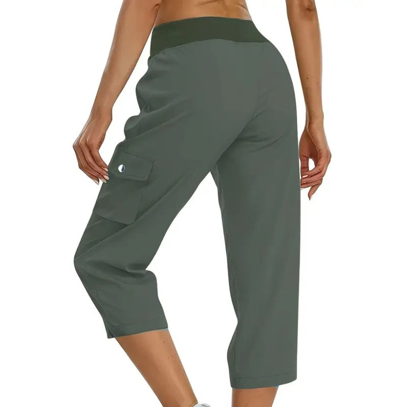 💎 57% OFF! 💎 Multi-Pocket Capri Cargo Pants – Quick-Dry, Water-Repellent & Adjustable Waist (Gray/Khaki/Green/Blue | S–XL) 🌿👖