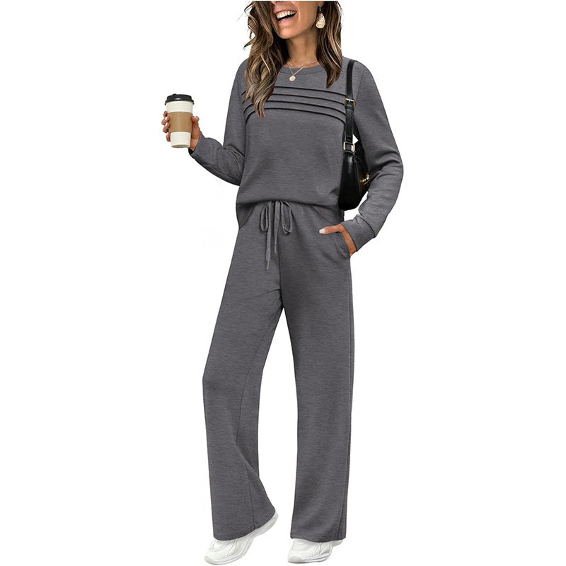 🎁2026 New Arrivals 50% OFF💥Women's Crew Neck Top & Drawstring Pants Set