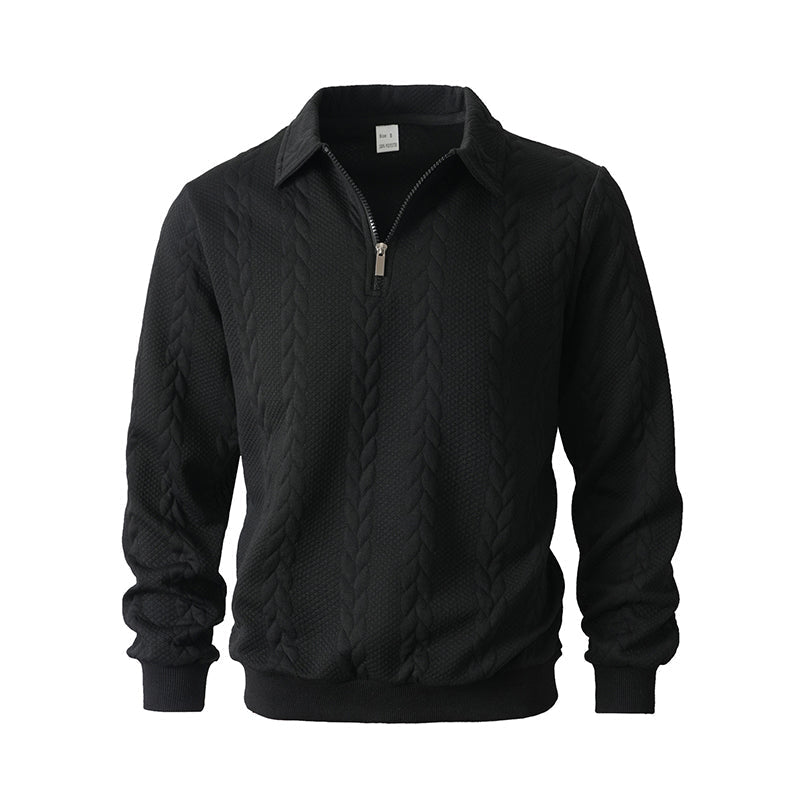 Men's Casual Half-Zip Cable-Knit Sweater