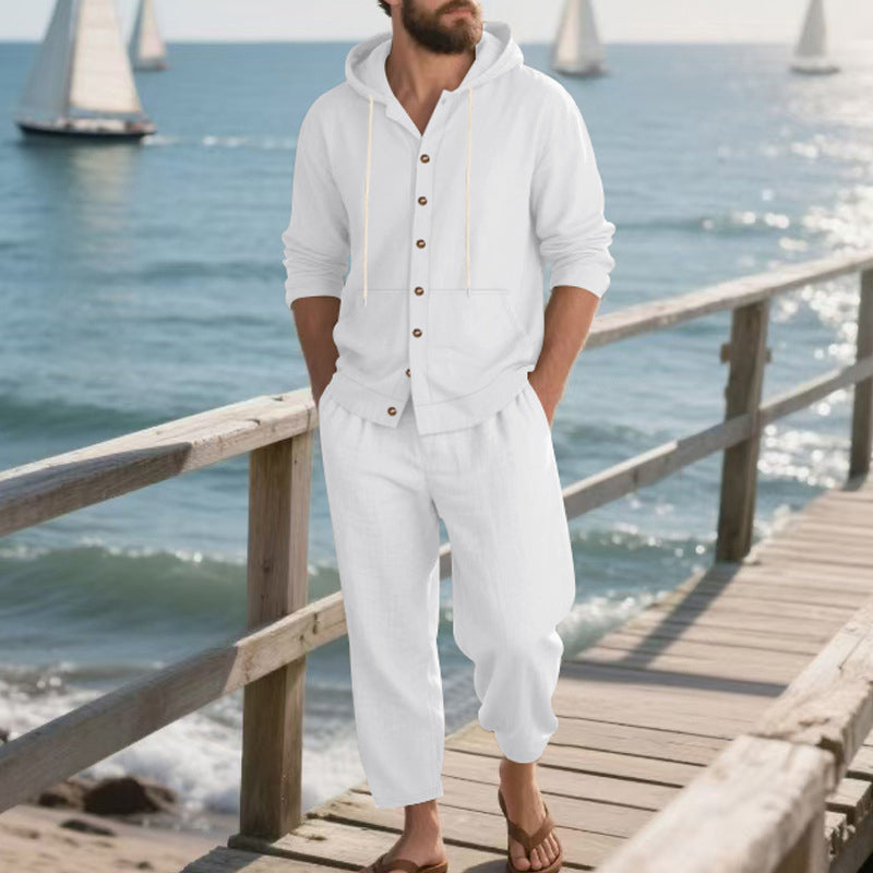 🎁2026 New Arrivals 50% OFF💥Men's Loose Hooded Long Sleeve Top & Wide-Leg Pants 2-Piece Set