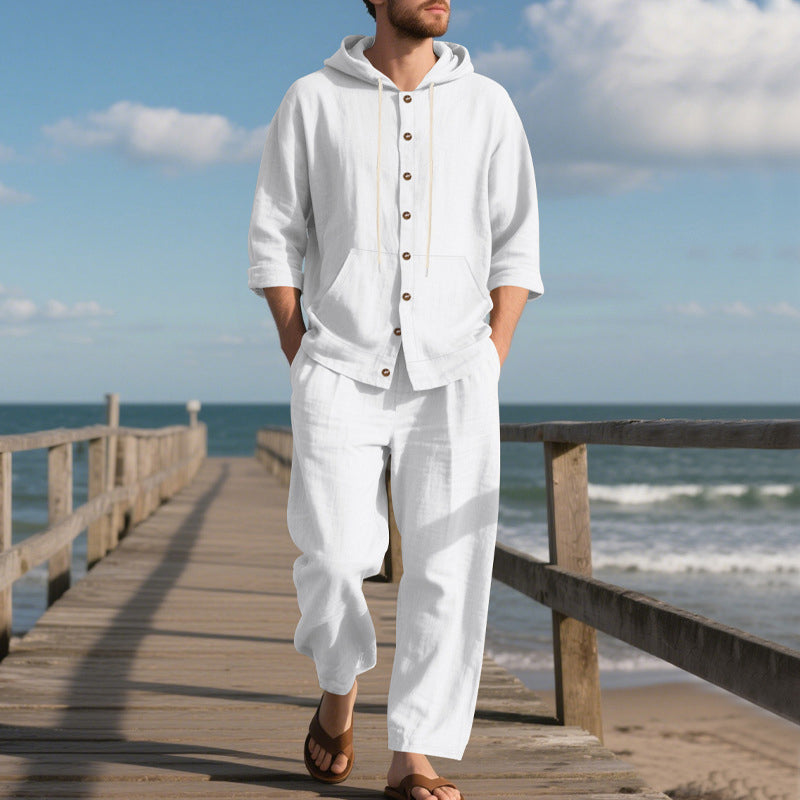 🎁2026 New Arrivals 50% OFF💥Men's Loose Hooded Long Sleeve Top & Wide-Leg Pants 2-Piece Set