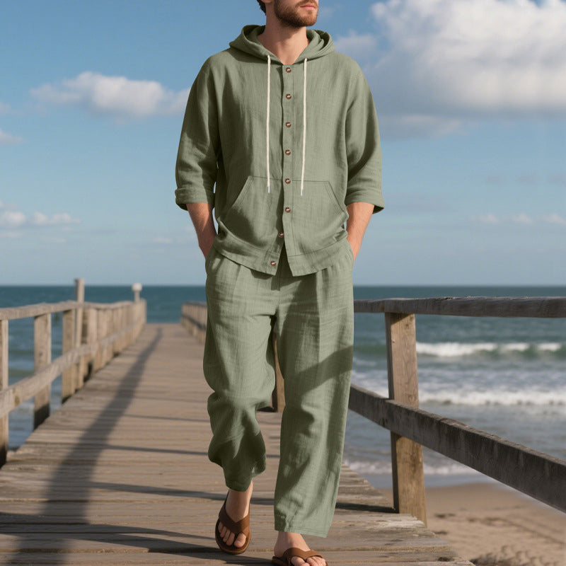 🎁2026 New Arrivals 50% OFF💥Men's Loose Hooded Long Sleeve Top & Wide-Leg Pants 2-Piece Set