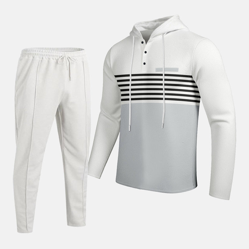 Men's Color-Block Hooded Tracksuit Set