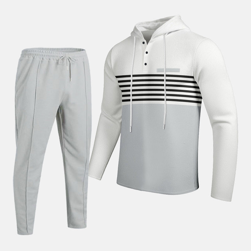 Men's Color-Block Hooded Tracksuit Set