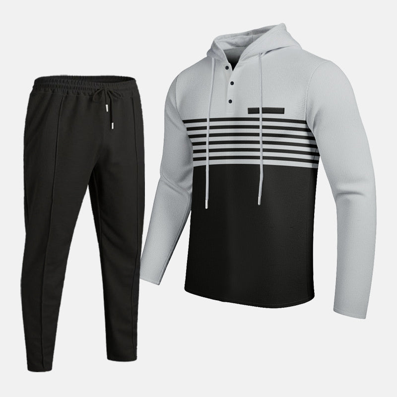 Men's Color-Block Hooded Tracksuit Set