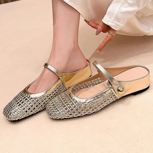 ⏳Offerta a Tempo Limitato⏰Mules da Donna Tessute con Punta Quadrata Mary Jane