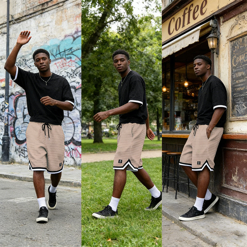 📢2026 NEW ARRIVALS🩳Drawstring Waist Sport Shorts with Striped Hem