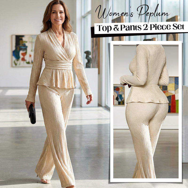 🔥HOT SALE🔥Women's Peplum Top & Pants 2-Piece Set