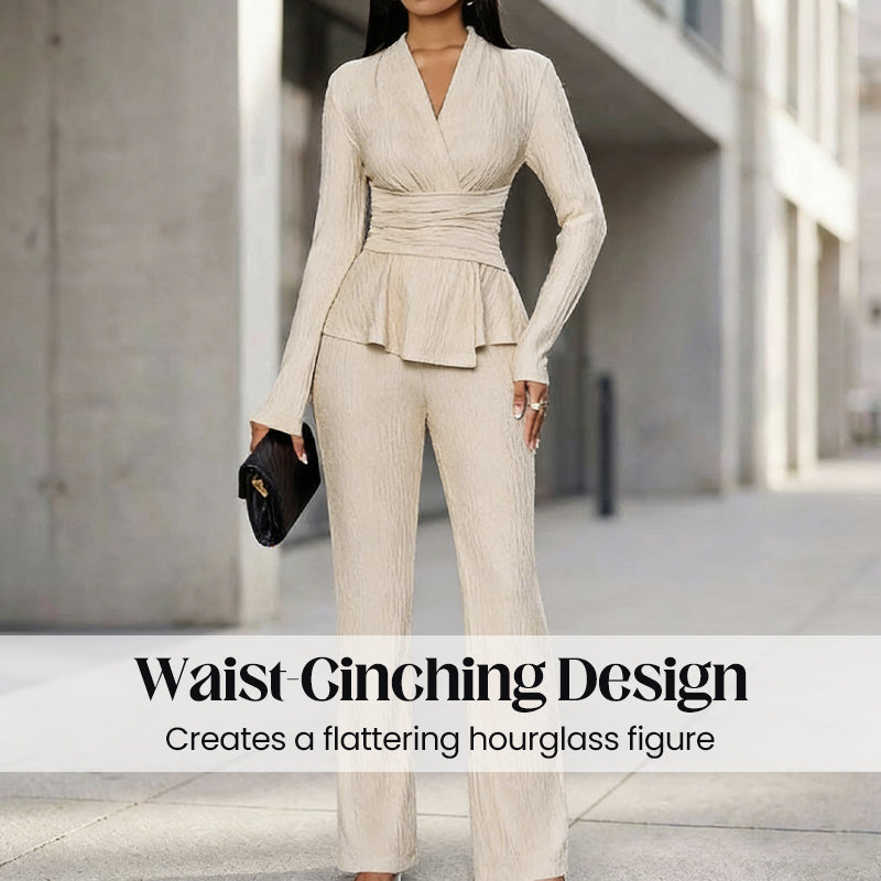 🔥HOT SALE🔥Women's Peplum Top & Pants 2-Piece Set