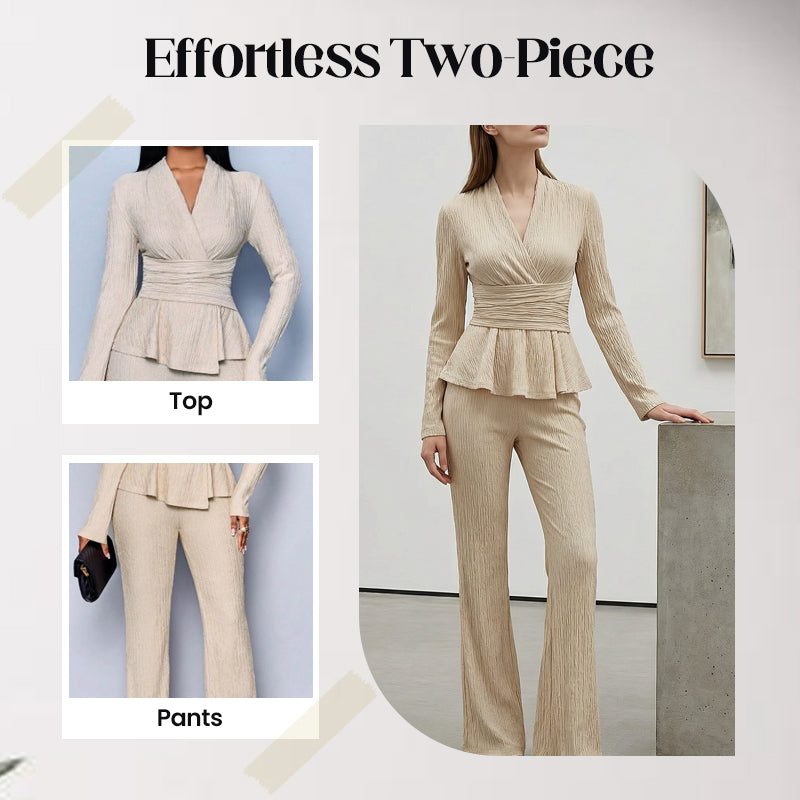 🔥HOT SALE🔥Women's Peplum Top & Pants 2-Piece Set