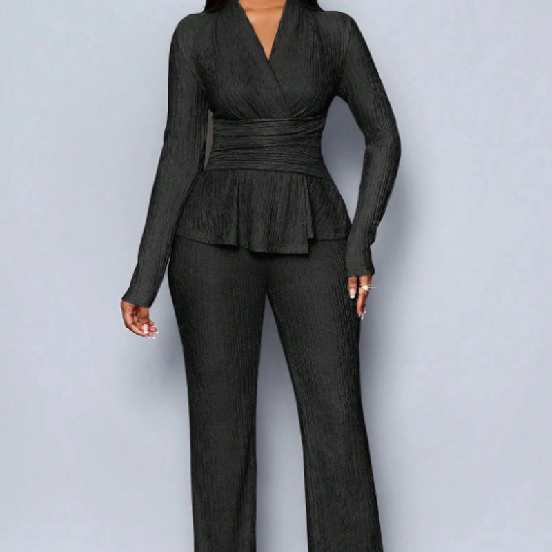 🔥HOT SALE🔥Women's Peplum Top & Pants 2-Piece Set