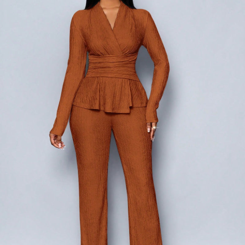 🔥HOT SALE🔥Women's Peplum Top & Pants 2-Piece Set