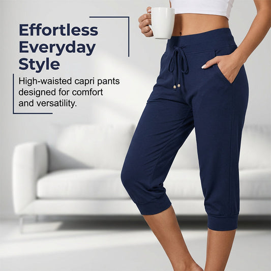 Pantaloni sportivi cropped in felpa con coulisse in vita, per il tempo libero
