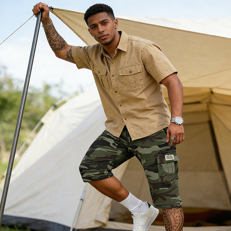 Men's Camouflage Cargo Shorts with Multiple Pocket