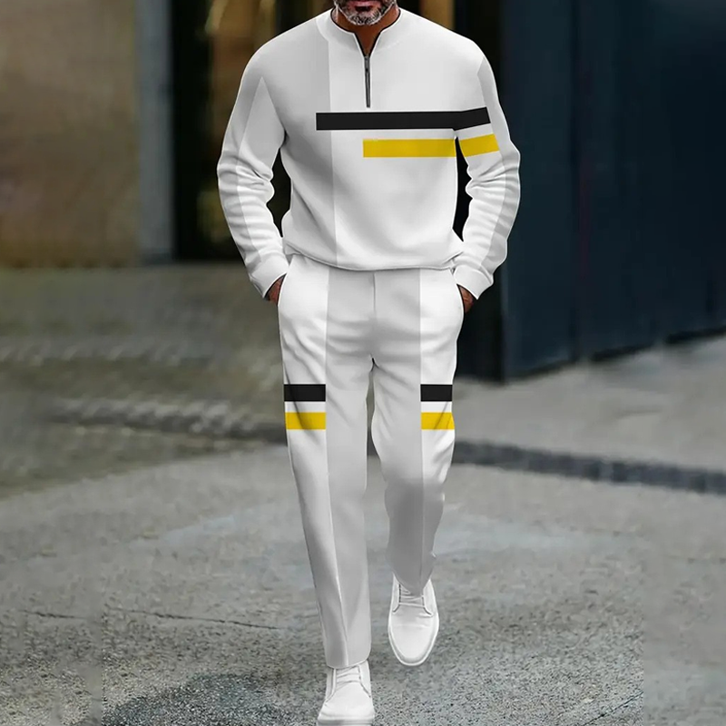 Men's Half-Zip Color Block Tracksuit Set
