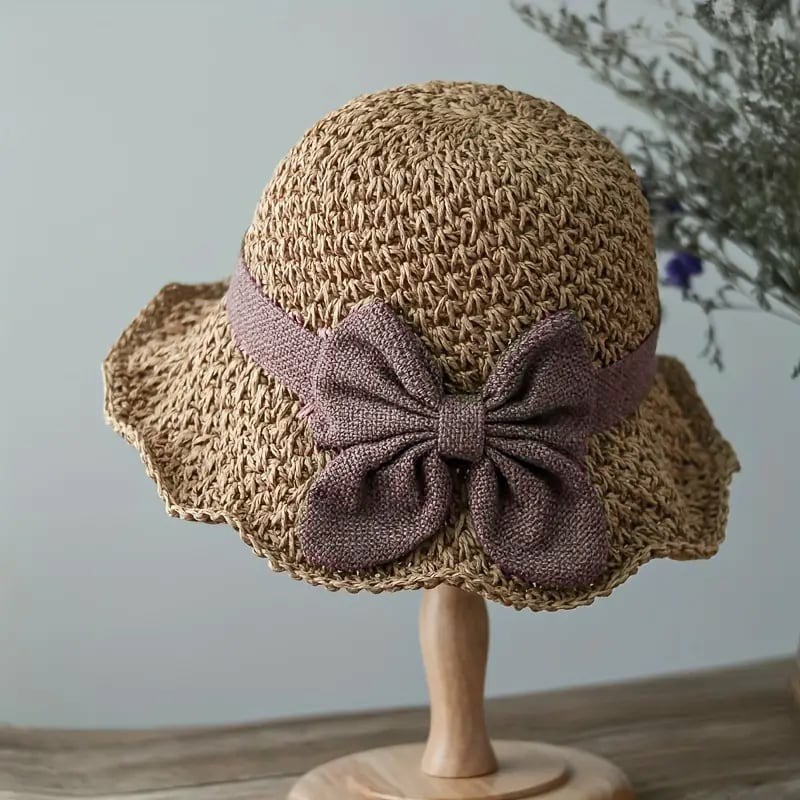 🎀 50% DISCOUNT 👒 | Straw Hat with Retro Bow – Foldable & Breathable for Summer