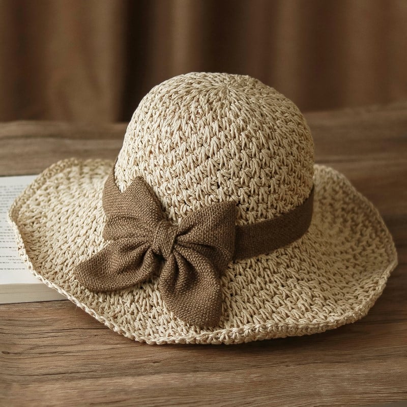🎀 50% DISCOUNT 👒 | Straw Hat with Retro Bow – Foldable & Breathable for Summer