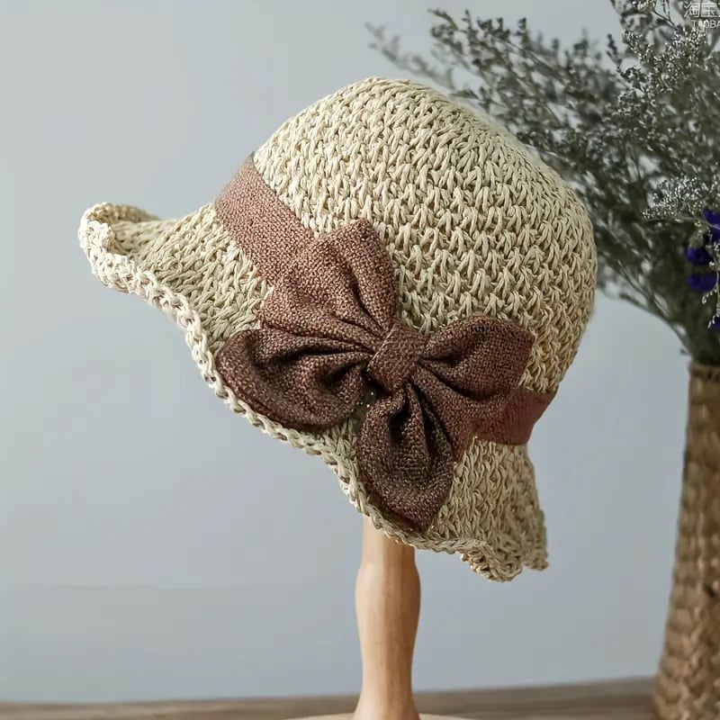 🎀 50% DISCOUNT 👒 | Straw Hat with Retro Bow – Foldable & Breathable for Summer