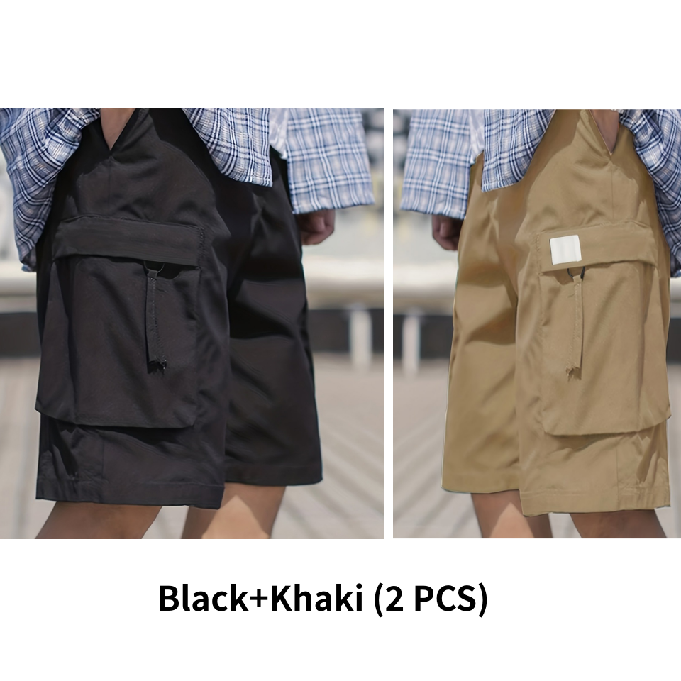 Men's Casual Cargo Shorts with Elastic Waist