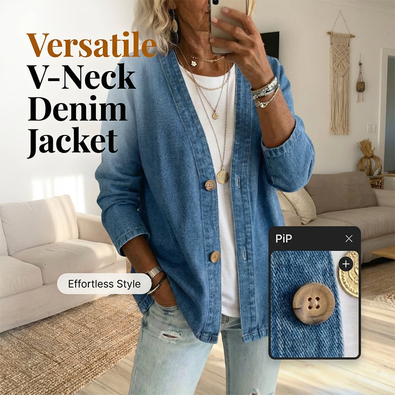 ⏳Offerta a tempo limitato⏰Giacca di jeans classica da donna con bottoni frontali