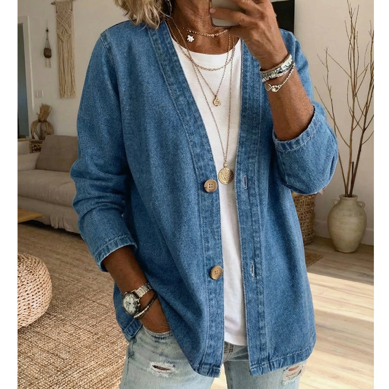 ⏳Offerta a tempo limitato⏰Giacca di jeans classica da donna con bottoni frontali