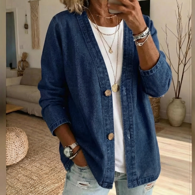 ⏳Offerta a tempo limitato⏰Giacca di jeans classica da donna con bottoni frontali