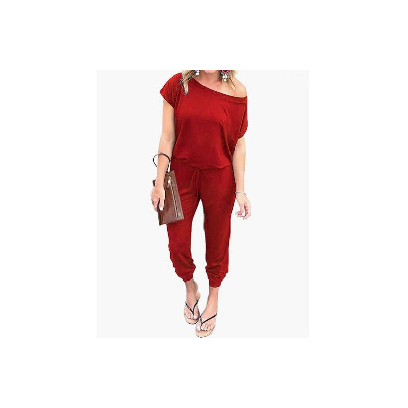 📢📢40% OFF !! ⏰Women's Casual Off Shoulder Short Sleeve Jumpsuit