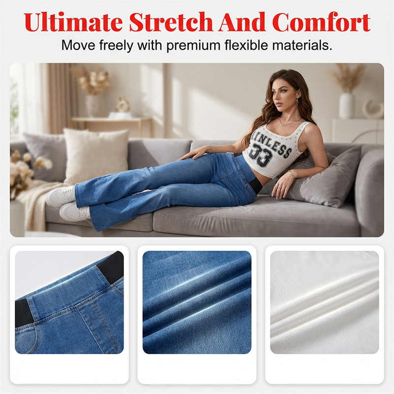Chic Rhinestone Tank Top & Flare Jeans 2-Piece Set